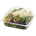 100% Compostable Takeout Containters by World Centric, Made from Ingeo PLA, Hinged Clamshell for Takeout Food, 6.75" x 6.75" x 3", Clear (Pack of 250)