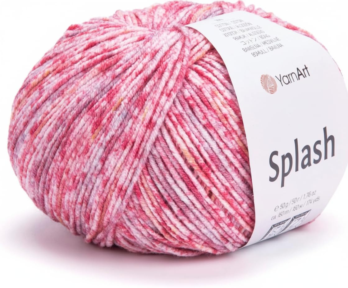 YarnArt Jeans Splash - Variegated Sport Yarn 55% Cotton 45% Acrylic 1 Skein/Ball 50g 174yds Soft Cotton Yarn for Amigurumi
