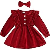 Karuedoo Toddler Baby Girl Fall Winter Dress Velvet Tutu Dress Ruffle Long Sleeve Christmas Birthday Party Princess Dresses