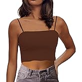 CUHUDA Women's Sexy Adjustable Spaghetti Strap Basic Cami Camisole Double Layer Tank Crop Tops