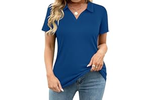 TIYOMI Plus Size Collared Polo Shirts Summer Short Sleeve V Neck Business Tops for Women XL-5XL