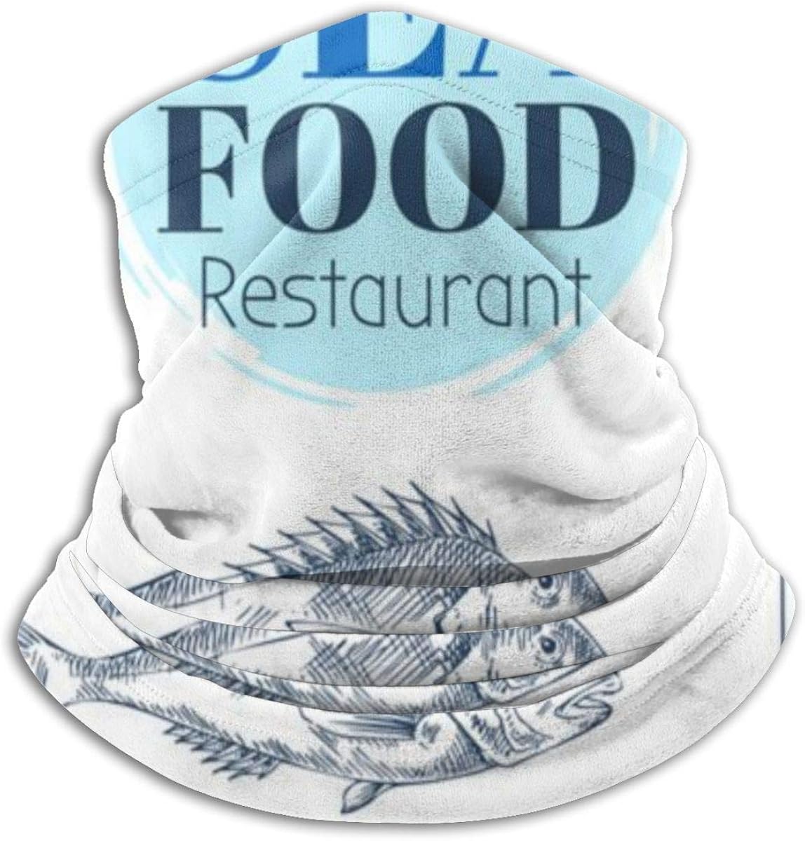 Hand Drawn Bream Or Bass Seafood Banner Set Neck Warmer - Neck Gaiter Tube,Ear Warmer Headband & Face Mask.Ultimate Thermal Retention,Versatility & Style.Constructed With Super Soft Microfiber