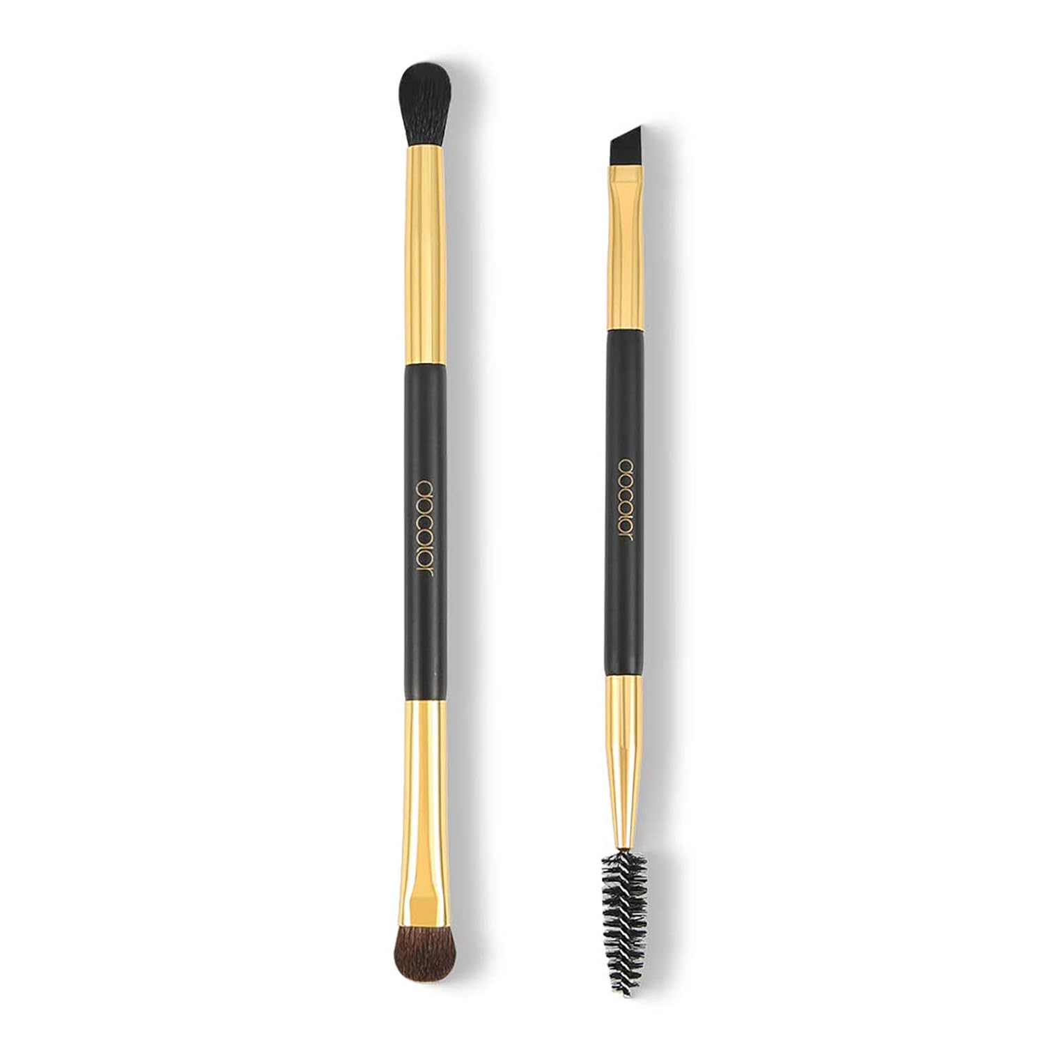 2pcs Duo Eyebrow Brush, Docolor Professional Eye Makeup Tool, Eyeshadow Brush and Spoolie Brush Black: Beauty