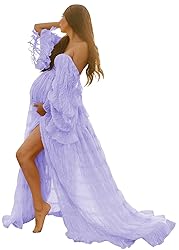 Lace Maternity Photoshoot Dresses Ruffle Tulle