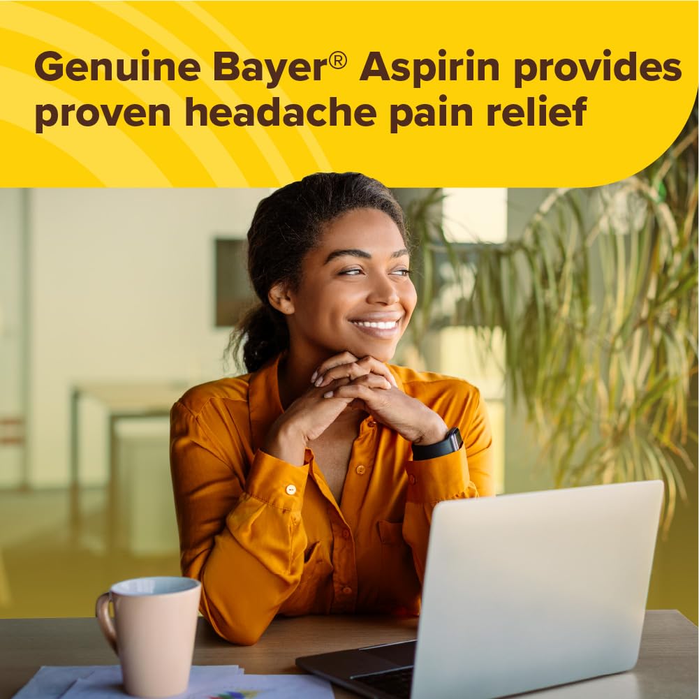 Bayer Genuine Aspirin 325 mg, Coated Tablets for Headache Relief, Multi-Symptom Pain Reliever and Fever Reducer, Pain Relief Tablets for Tooth and Muscle Pain, Backache, 300 Ct