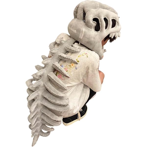 Costume De Squelette De Dinosaure Avec Capuche - Peluche Robuste, Colonne Vertébrale Intégrée - Pour Halloween, Jeux De Rôle, Fêtes