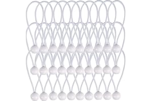 AOPRIE 30 Pack Bungee Balls, White Ball Bungee Heavy Duty Heavyweight 9inches Tarp Bungee Cords, Weather Resistant Tie Down Strap 4mm Thickness - for Camping, Tents, Cargo, Holding Wire and Hoses