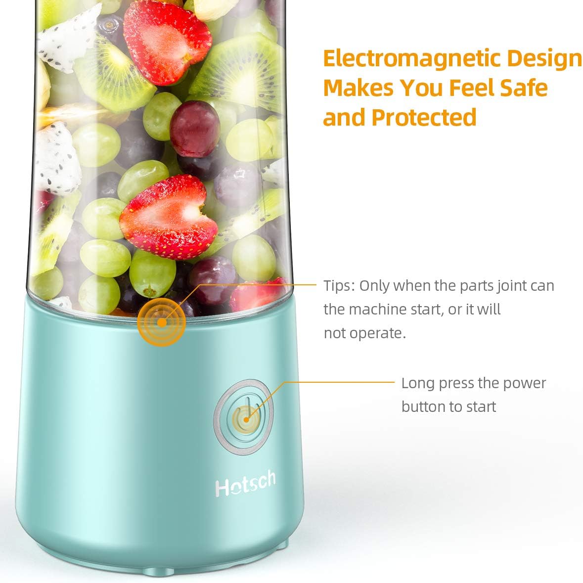 [2020 Upgraded Version]Hotsch Portable Blender, Personal Size Blender Juicer Cup for Juice Crushed Ice Smoothies and Shakes, 4001mAh USB Rechargeable with Six Blades, Mini Blender for Sports, Office, Travel, Gym and Outdoors: Kitchen & Dining