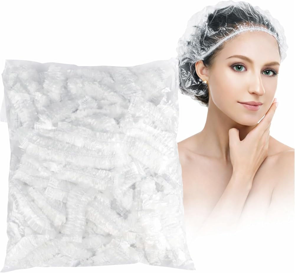 G2PLUS 50PCS Disposable Shower Caps 44 cm Waterproof Plastic Hair Cap