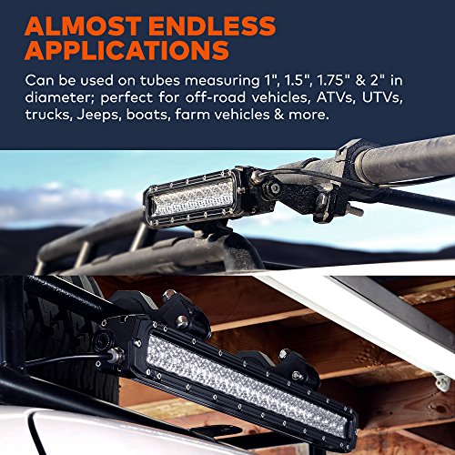 LAMPHUS Cruizer LED Off-Road Light Horizontal Bar Clamp Mounting Kit 1"/ 1.5"/ 1.75"/ 2" [1 Clamp] [Includes Allen Hex Key] [User-friendly] - For Light Bar Bull Bar Tube Clamp Roof Roll Cage Holder - Thumbnail 5