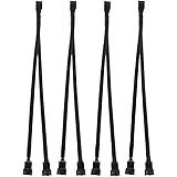 sicai 4 Pcs Fan Cable, PWM Fan Splitter Cable Fan Runs Wires Computer PC Power Cables Fan Extension Cable Black