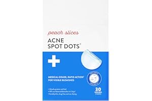 Peach Slices - Acne Spot Dots (30 ct) - Hydrocolloid Pimple Patches for Face - Absorb Gunk, Protect Picking & Support Healing - 3 Sizes (7, 10, & 12mm) - Vegan, Cruelty Free, Korean Skin Care & Beauty