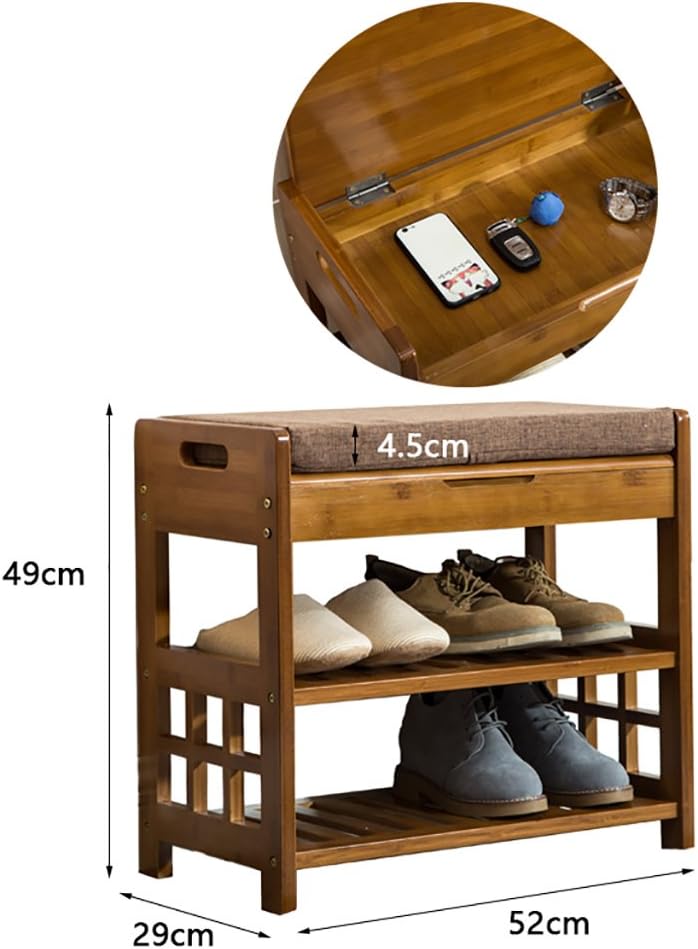 HPTK shoe stand European shoe stool bamboo shoe rack wood test shoes modern minimalist shoes stool storage storage stool Shoe Rack (Size : 50cm)