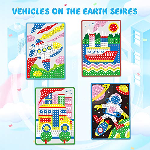 VATOS Mosaic Sticker Arts and Crafts Kits for Girls Age 3 Sticky Mosaics DIY Handmade Toys for
