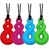 Chew Necklaces for Sensory Kids, 4 Pack Sensory Chew Necklaces for Boys and Girls with Autism, ADHD, SPD, or Special Needs, S