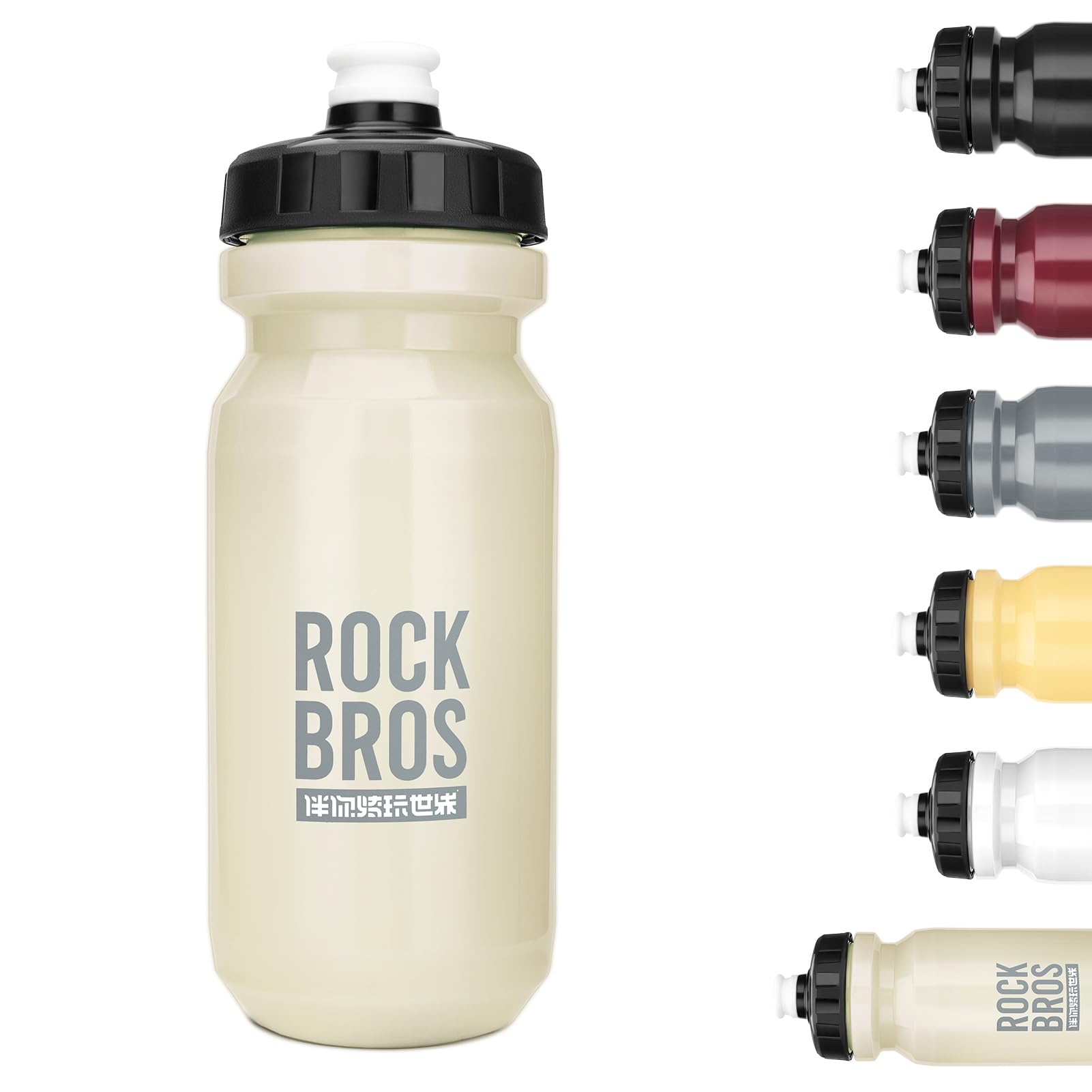 ROCKBROS Bike Water Bottle 600ml Sport Water Bottle BPA-Free Leak-Proof Bottle for Cycling, Camping, Gym, Hiking