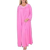 Shadowline Women's Nightgown and Long Sleeved Robe Pajama Set Nylon Sleepwear Peignoir