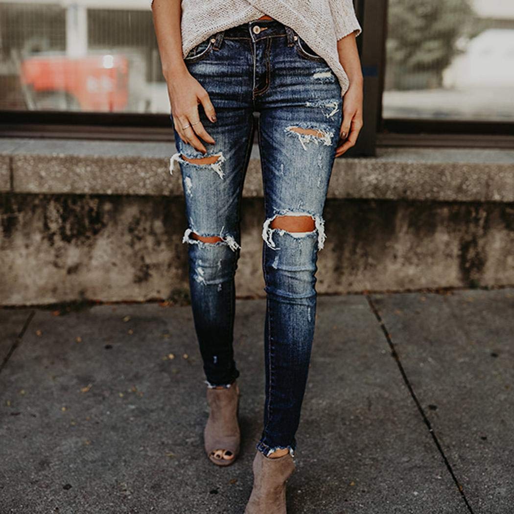 stretchy ripped jeans womens
