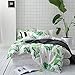 MKXI Botanical Duvet Cover for Children White Green Floral Kids Bedding Queen Bed Set Soft Breathable Bed Duvet Quilt Cover Cotton Tropical Leaves Print