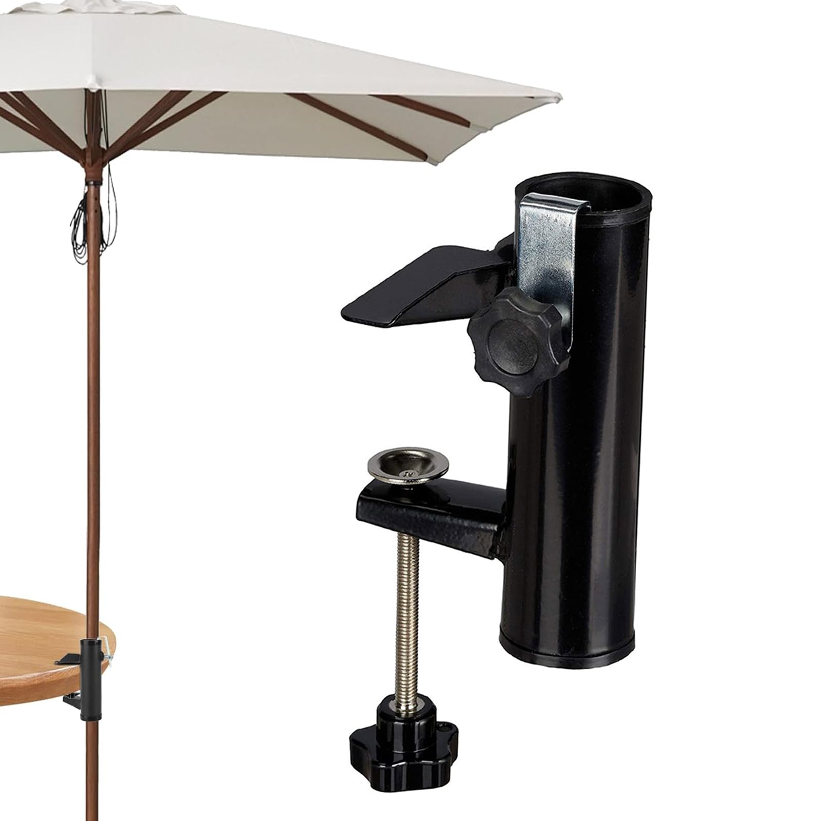 Jingying Balcony Umbrella Clamp, Clamp Umbrella Holder, Metal Parasol Clip, Garden Umbrella Clip, Fence Parasol Clamp, Parasol Decking Holder Stand, Can be Widely Used in Gardens, Terraces, Balconies