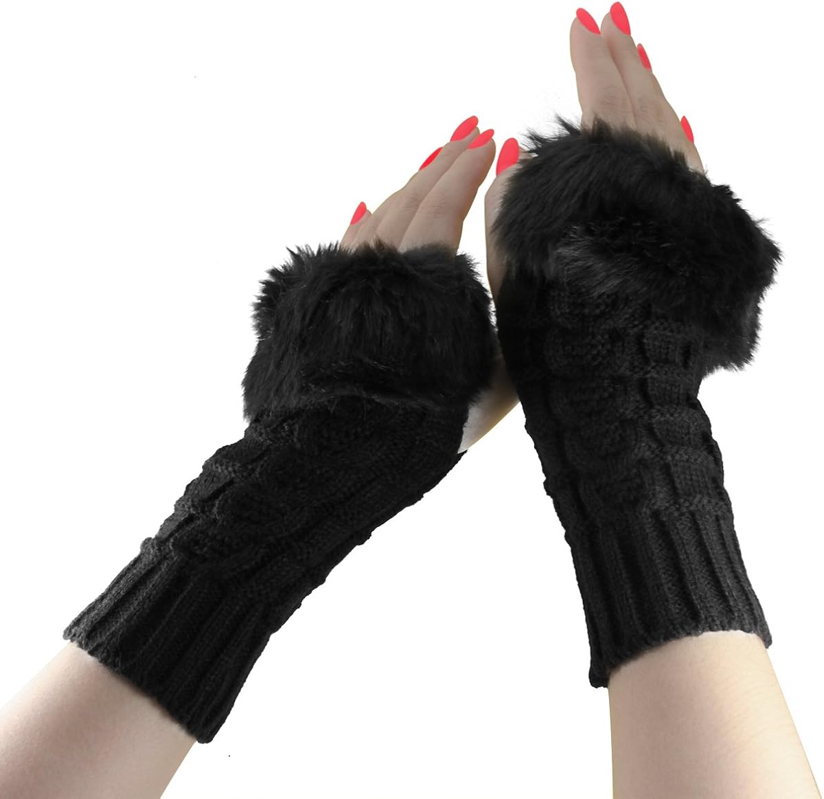 Women Ladies Winter Knitted Fingerless Gloves Mitten Thermal Opera