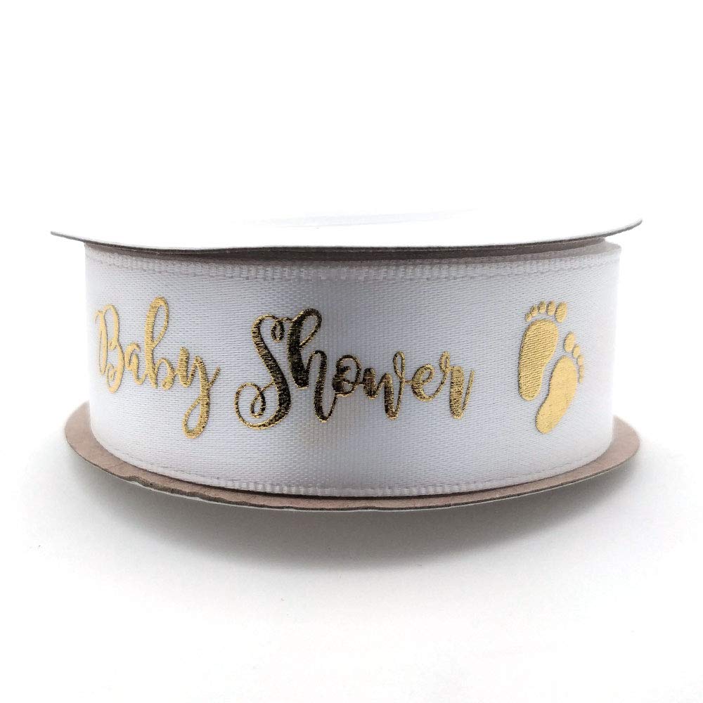Ribbon - Decoration for Your Baby Shower (White and Gold)