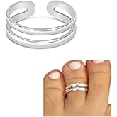 Handmade Silver Adjustable Double Band Toe Ring, 925 Sterling Silver, Classic Dainty Two Lines Open Toe, Pinky, or Knuckle Rings for Women, By MiYa Jewelry Creations