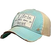 VINTAGE LIFE Life is Better on a Boat Cap, Teal