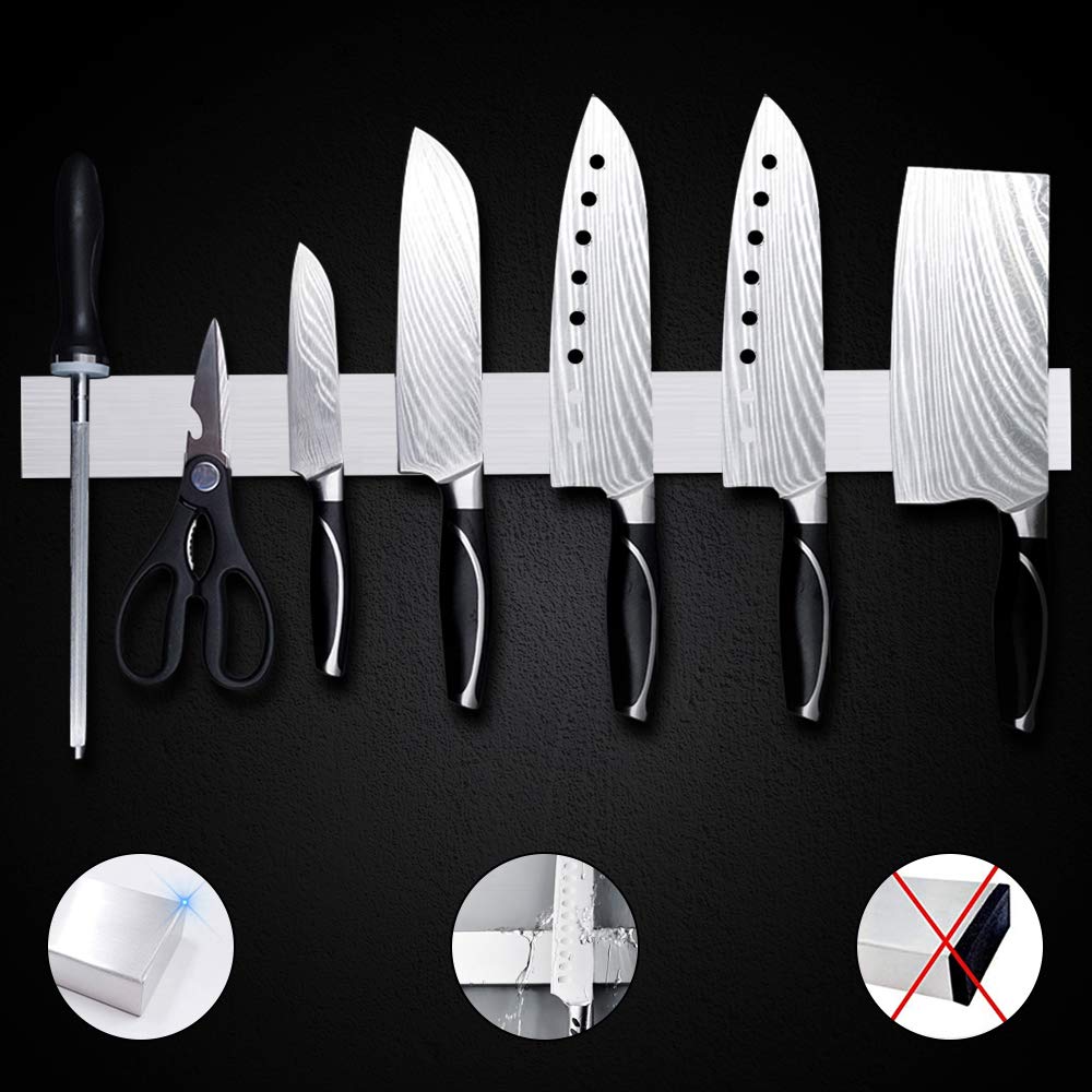 ナイフラック マグネット Autogust ナイフホルダー ナイフスタンド 壁掛け式 強力粘着テープ 防錆 防水 防菌 耐腐蝕 耐久 簡単装着 コンパクト 収納しやすい 40cm product image