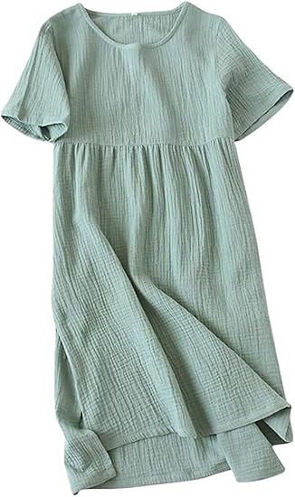 Amazon Co Jp 上海物語 パジャマ レディース ワンピース 綿100 ルームウェア 半袖 ネグリジェ 寝間着 純綿 ルームワンピ 春夏 無地 ゆったり 4色展開 服 ファッション小物