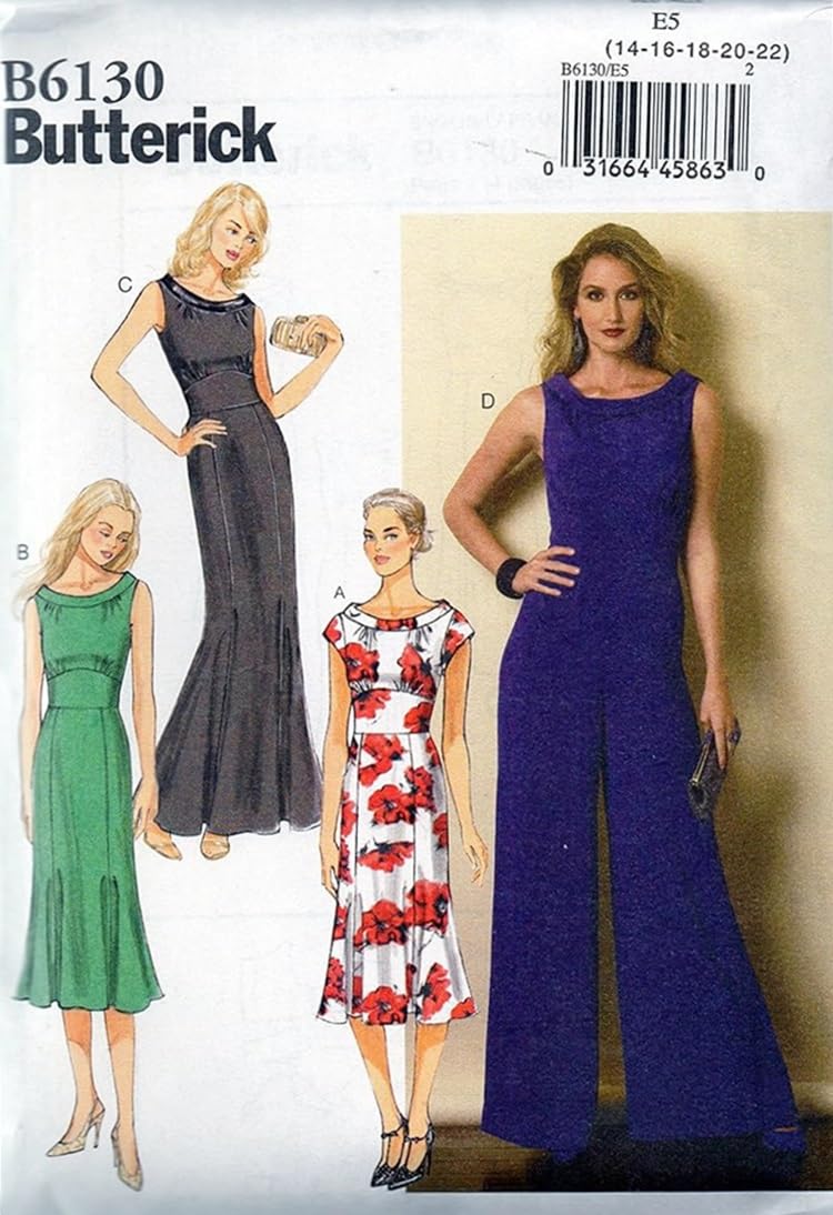 Butterick Patterns 6130 A5 Sizes 6-8 - 10-12 - 14 Misses Dress and Jumpsuit