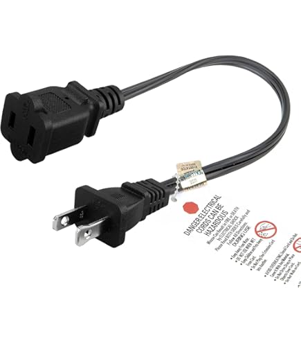 3 Ft Extension Cord,2-Pack Short Power Cord Black,US Male/Female Power Cable For NEMA 1-15P To NEMA 1-15R, UL Listed For Christmas Lights,Small Extension Cord