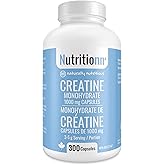 Creatine Capsules - 1000 mg (1 g) Creatine Monohydrate per Capsule, 300 Count (3-5 Daily) - Made in Canada - Muscle, Strength