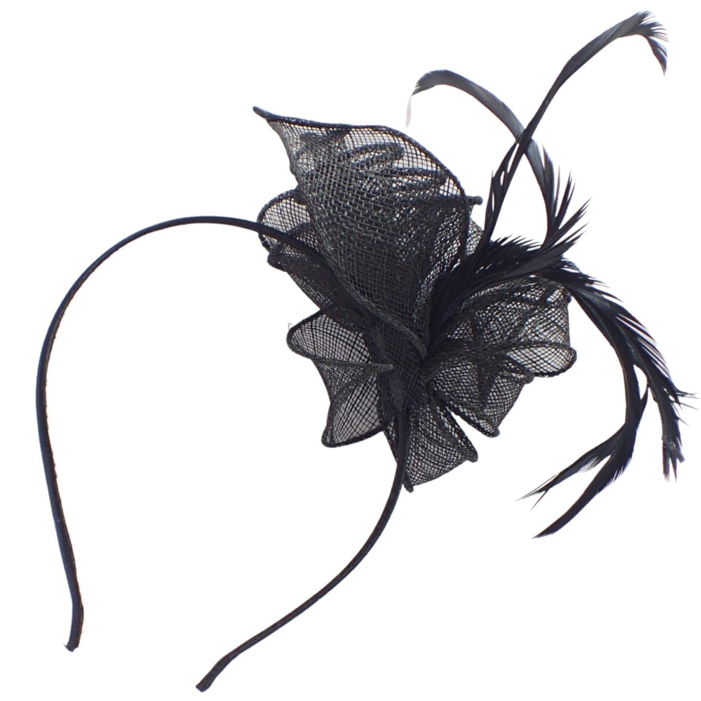 Topkids Accessories Fascinator Flower Headband Hair Band Feather Fascinators Wedding Hats Weddings Ladies Hair Piece Royal Ascot Hat Cocktail Hat On Aliceband Headband For Girls, Women, Ladies (Black)