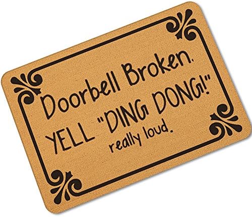 Custom Machine-washable Door Mat Doorbell Broken Yell Ding Dong Really Loud Indoor/Outdoor Doormat (Doorbell Broken)
