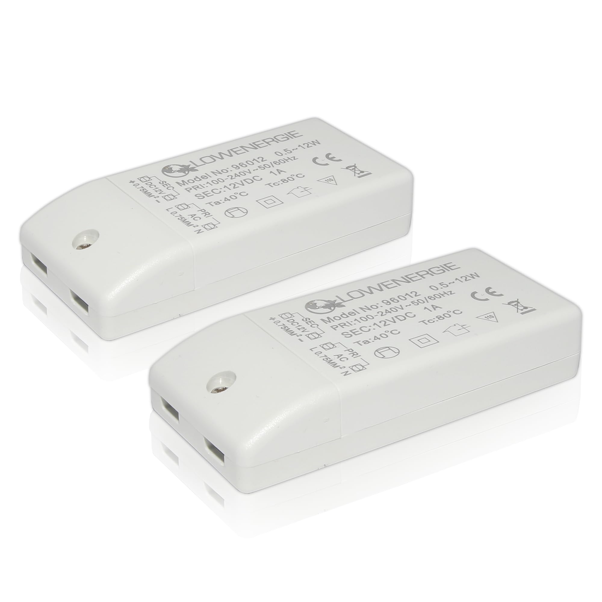 LOWENERGIE LED Driver Power Supply Transformer, 12w 240V - DC 12V, for Light Strips, LED Bulbs and Ring Doorbell (2)