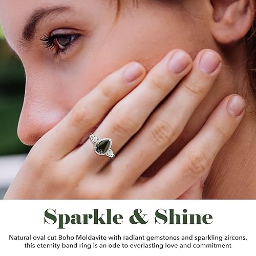 Birthstone Rings for Women Sterling Silver Jewelry Moldavite