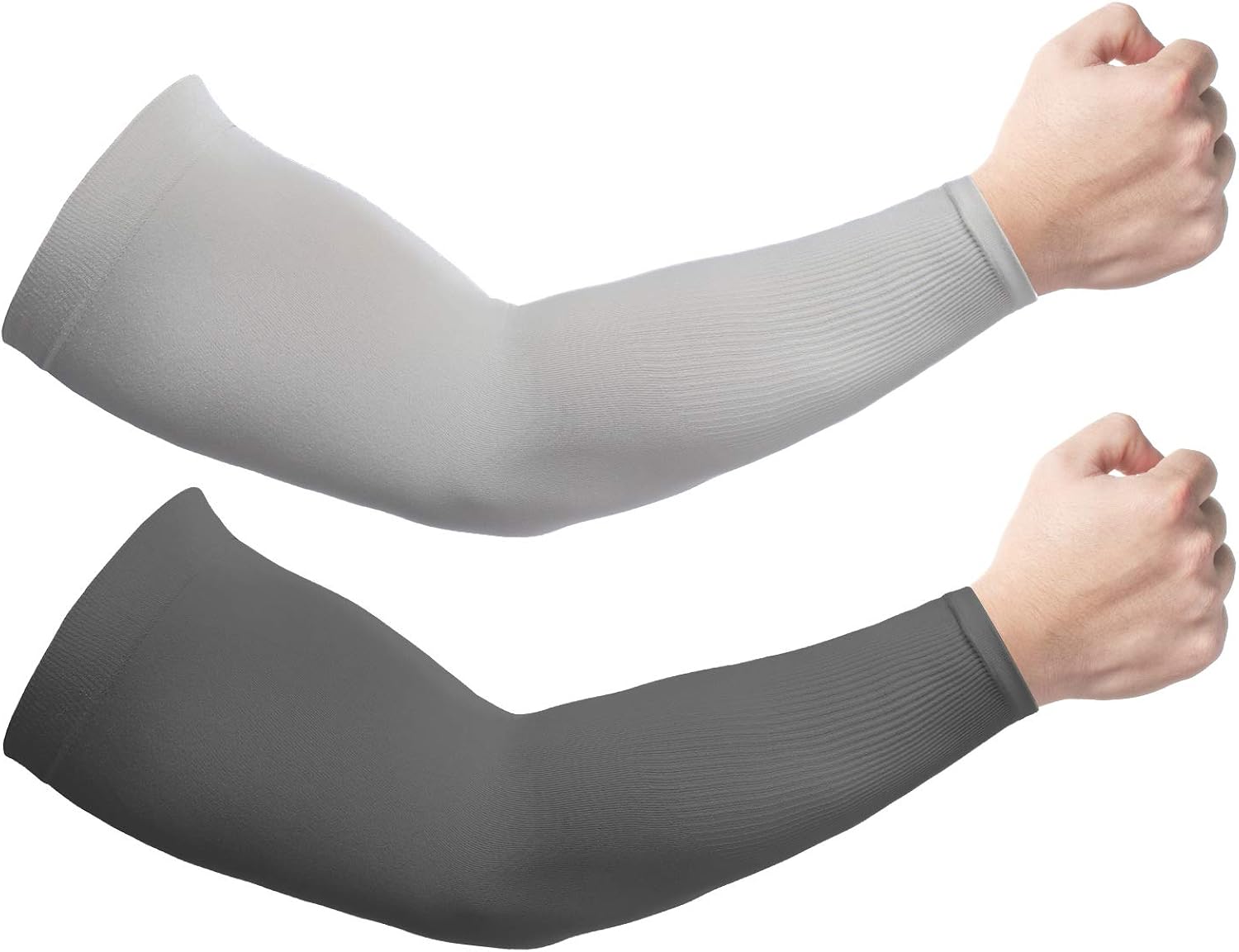 Sun Protection Cooling Arm Sleeves - UV Sleeves for Men & Women, Black 2 Pairs: Clothing