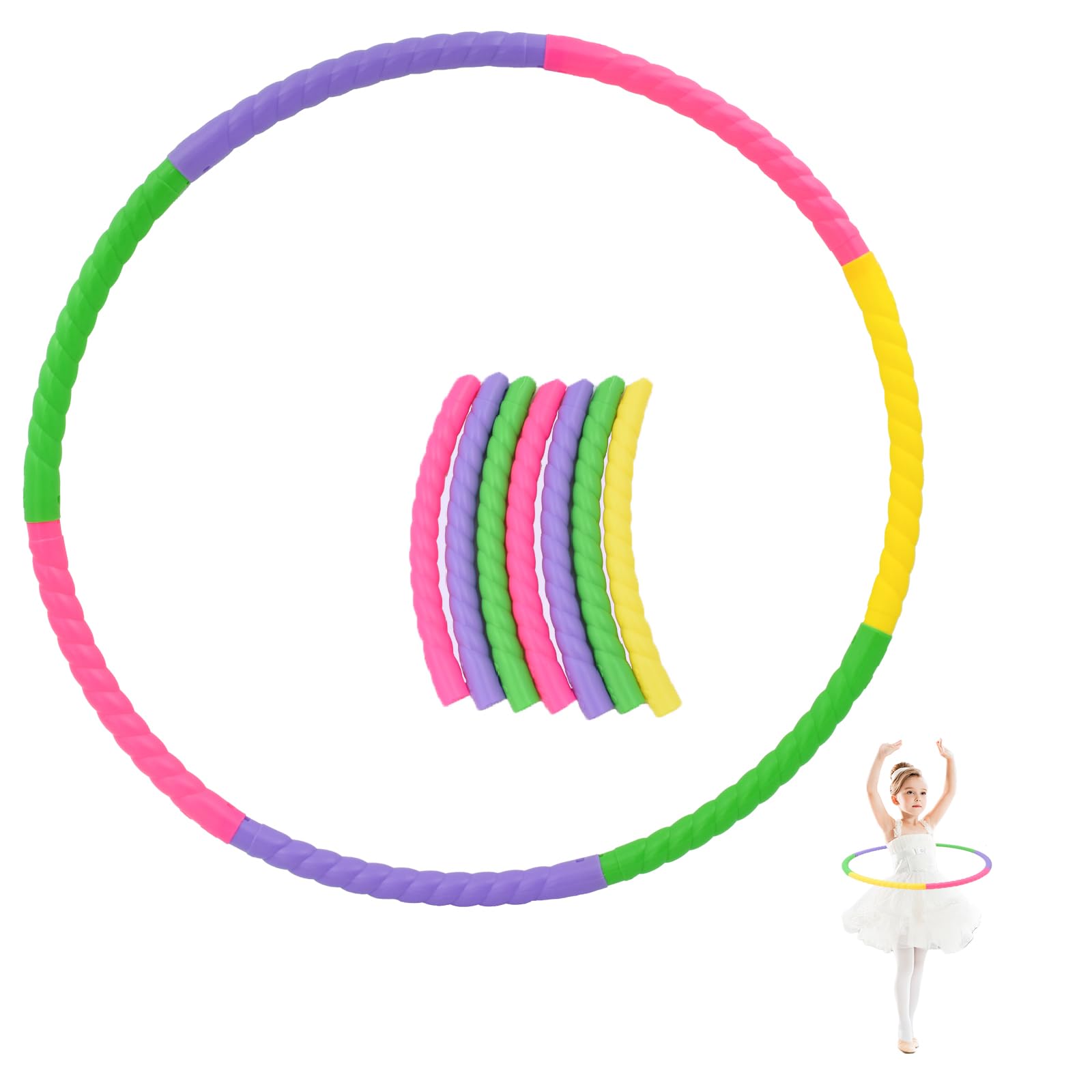 Coriver Hula Kids Hoop, 7 Sections Plastic Hula Small Hoop, 60 cm Detachable Fitness Ring Gymnastic, Hoola Hoops Circle, Exercise Equipment for Pet Training Dancing Playing Sports-3–5 Year Old