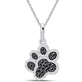 1/5 Carat Round Cut Black & White Natural Diamond Dog Paw Pendant Necklace Along With 18" Chain in 14K Gold Plated 925 Sterling Silver (I2-I3 Clarity, 0.20 Cttw)