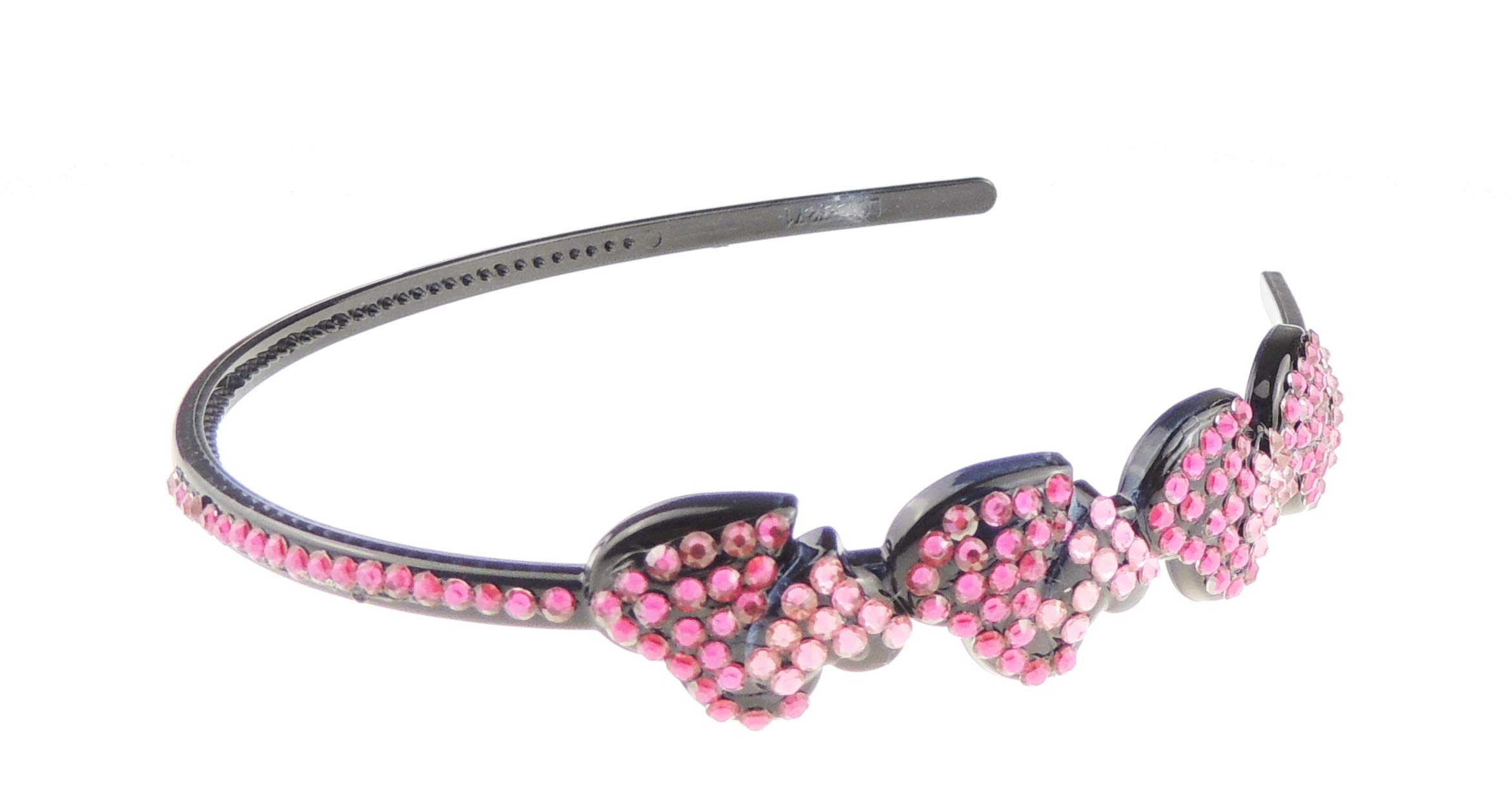 Womens Black Sparkly Alice Band Headband Hair Accessory Crystal Pink Grey Squares Hearts (Hearts)
