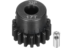 Rebower 32P Steel Pinion Gear Set 17T for 5mm Shaft Hardened Steel Pinion Gear with Shaft Coupler Connector for RC Motor