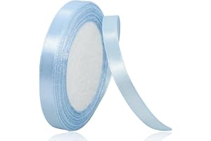 AHOMAME Light Blue Satin Ribbon 3/8 Inches x 25 Yards, Solid Color Fabric Ribbon for Gift Wrapping, Crafts, Hair Bows Making, Wreath, Wedding Party Decoration and Sewing Projects