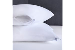 Sealy Performance 100% Cotton Breathable Moisture Wicking Fabric Machine Washable Zippered Pillow Protector, King Size, 2 Pack, White