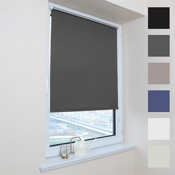 HOMEDEMO Blackout Blinds 110cm Stick on Window Thermal Window Blinds