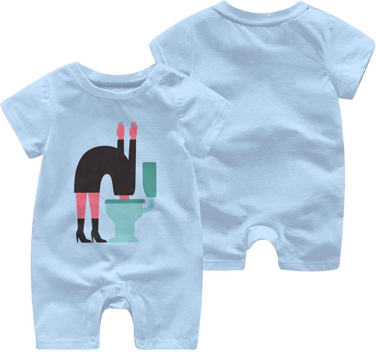 Baby Short Sleeve Rompers Toilet Washroom Infant Jumpsuit Onesies Coverall 100