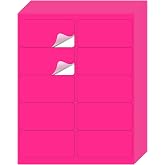 YEGAWEN Shipping Labels Stickers, 2"&times;4" Printable Mailing Label for Laser/Inkjet Printing- Matte, Permanent Adhesive Labels Stickers (Fluorescent Pink)
