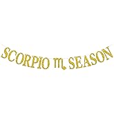 Scorpio Season Banner, Big Scorpio Energy Bunting Sign, 12 Constellation Theme Happy Birthday October/November Horoscope Birthday Party Decorations Supplies, Gold Glitter