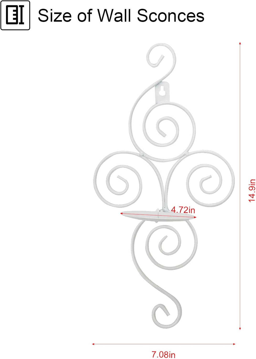 Dyna-Living Wall Sconce Candle Holder Wall Candle Sconces Set of 2 Elegant Swirling Iron Hanging Wall Candle Holders for Living Room Bathroom Fireplace Interior Home Decor(White): Kitchen & Dining