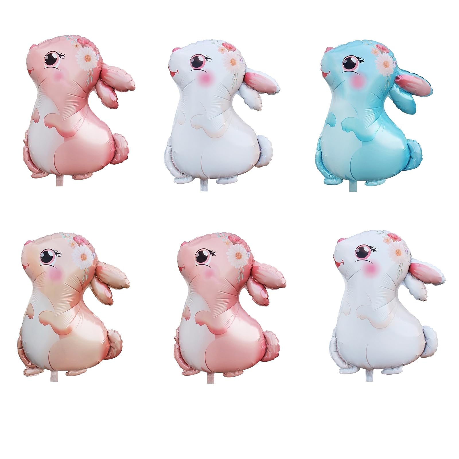 Photo 1 of 6PCS Large Bunny Foil Balloon Rabbit Balloons Bunny Party Decorations Animal Mylar Balloons for Birthday Spring Woodland Themed Party Bab Shower Party Supplies